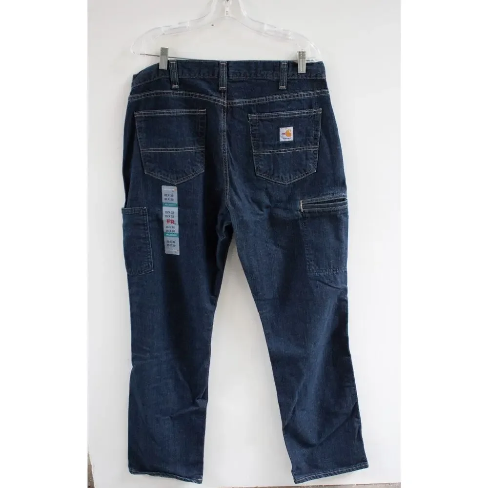 NWT Carhartt FR 35x32 Flame Resistant Relaxed Fit Rugged Flex Denim Blue Jeans